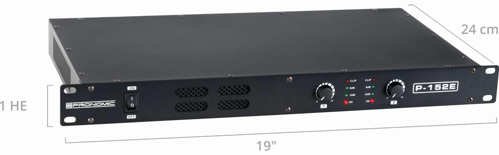 Pronomic P-152E MKII Endstufe - 2-Kanal Endstufe - Leistung RMS/4 Ohm: 2x 150 Watt - Besonders geeignet für Monitor-Betrieb oder Studio/HiFi- 1HE - Schwarz