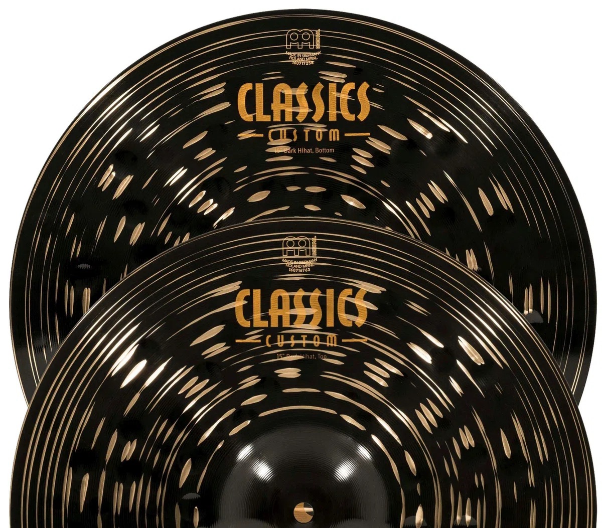 Meinl Cymbals Classics Custom Dark Hihat — 15 Zoll (Video) Schlagzeug Becken Paar (38,10cm) B12 Bronze, Dunkles Finish (CC15DAH)