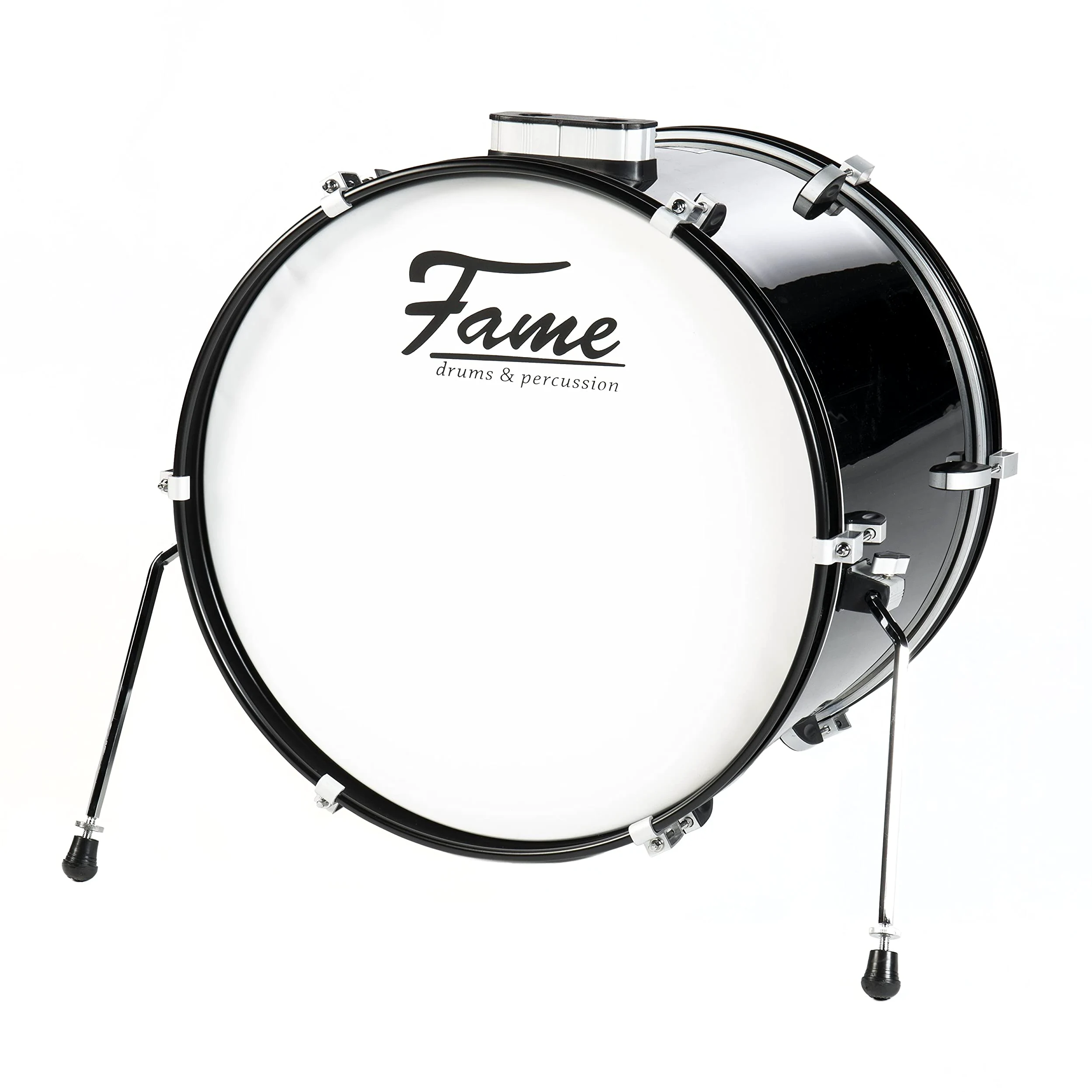 Fame First Step Bass Drum 20"x16", Piano Black, Mischholz Kessel, Aluminium Hardware, Stahl Spannreifen, Vorgedämpftes Fell, Ideal für Schlagzeug Anfänger"