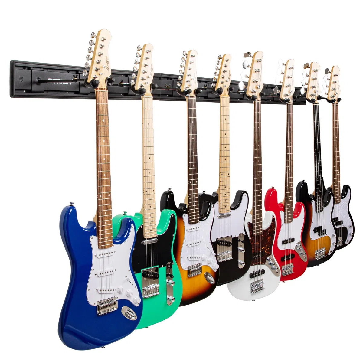 STRICH Gitarren-Wandhalterung, für 8 Gitarren, starker Aluminium-Metall-Gitarrenhalter, verstellbares Gitarren-Display-Set, SMH-08A