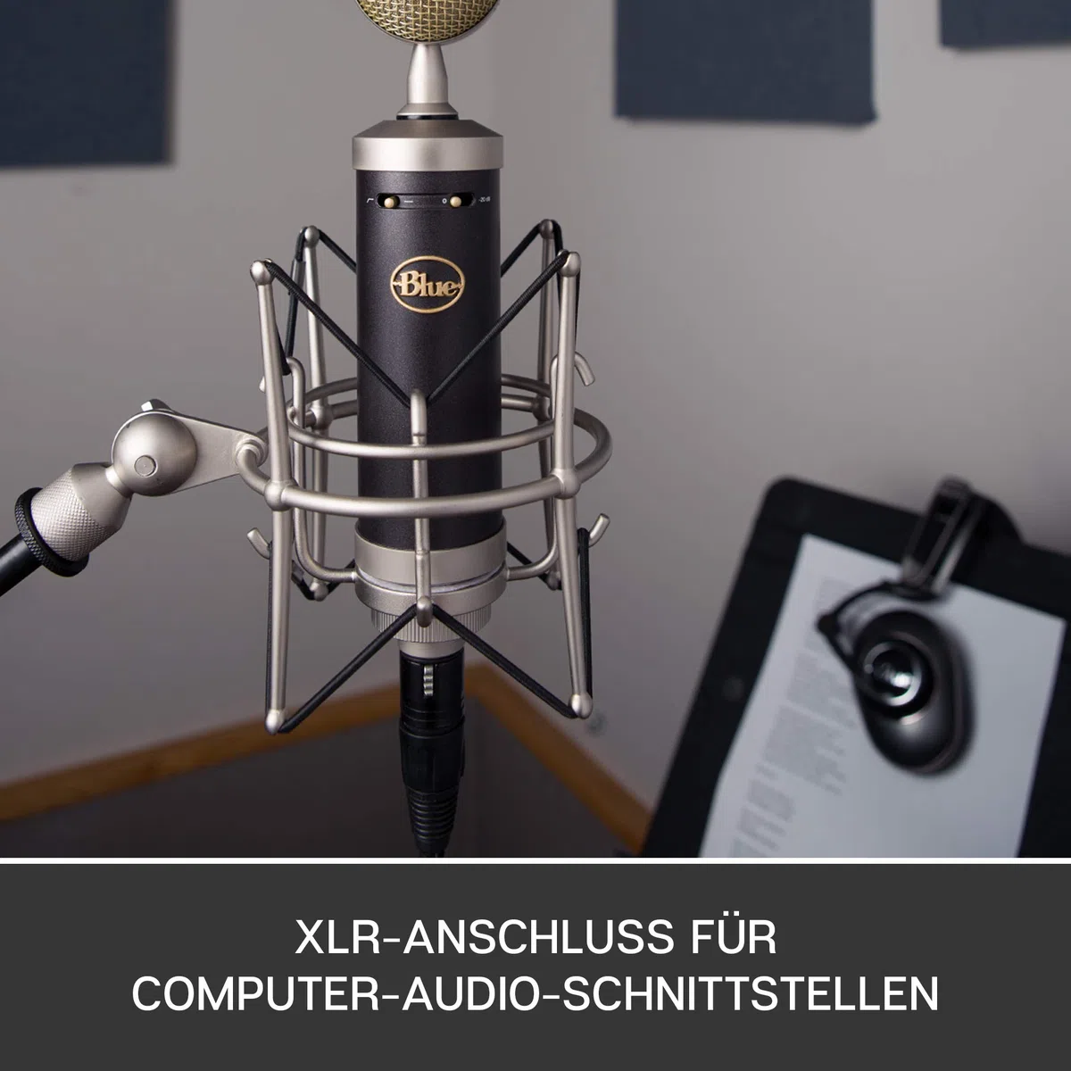 Blue Baby Bottle SL XLR Kondensatormikrofon für Aufnahmen und Streaming, mit Großmembrankapsel, Holzbox zur Aufbewahrung und Spinne zum Aufstellen - Schwarz