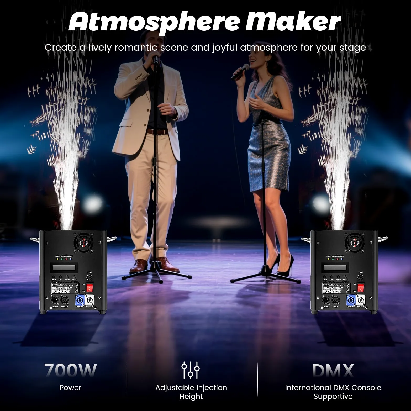 Pyrotechnikmaschinen 700W Cold Spark Feuerwerksmaschine DMX Sparkular Machine mit Fernbedienung Stage Spezialeffekt Machine für Bar Party Halloween Weihnachten Hochzeit