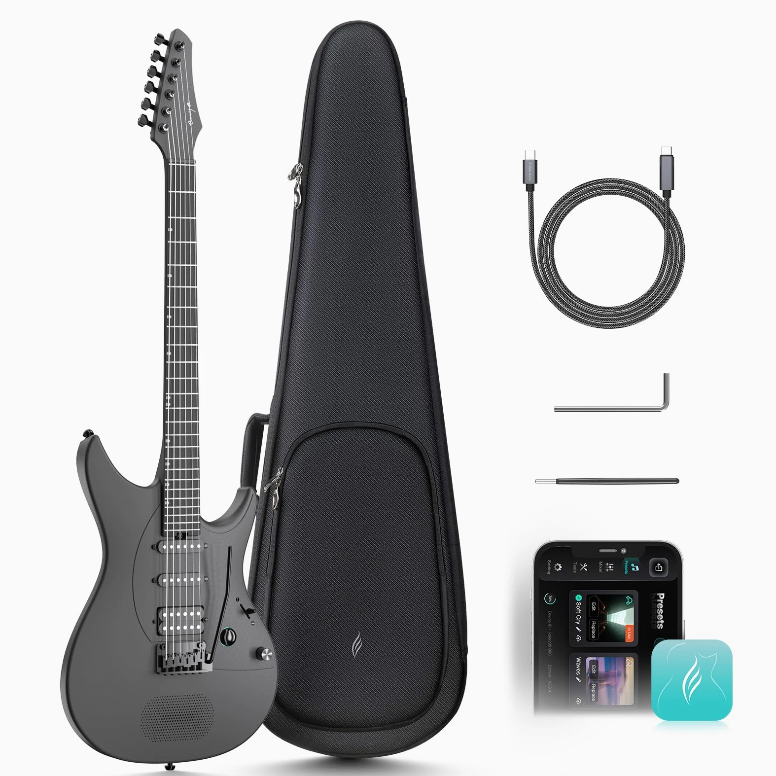 Enya Inspire 39" Smart E-Gitarre&verstellbarer Gitarrenständer