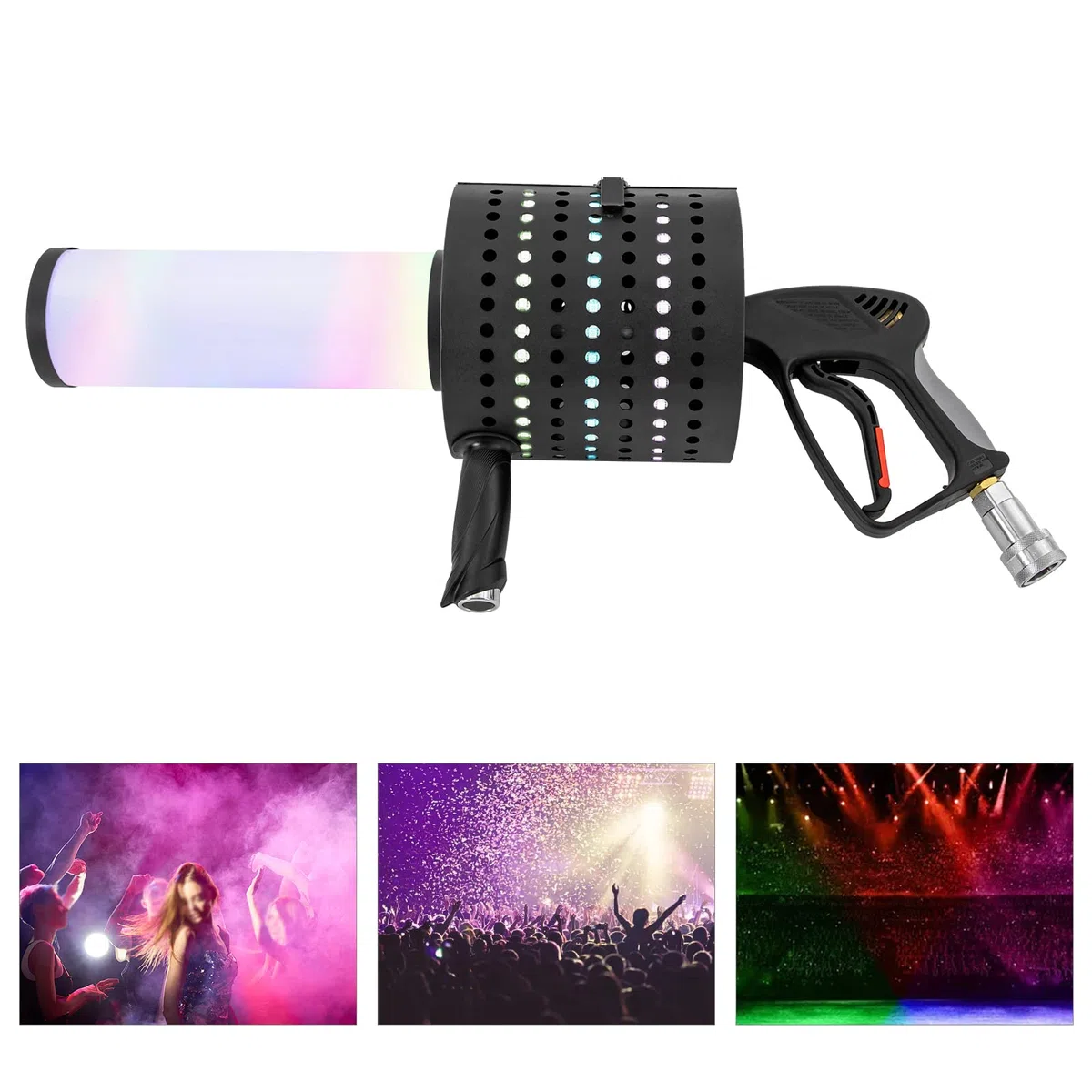 Konfettikanone Elektrisch, 220V Handgeführte Konfetti Maschine, 7 Farben CO ₂ Professionelle Konfetti Maschine, LED Nebel Farbe Papier Jet Maschine für KTV Familientreffen Hochzeit Geburtstag
