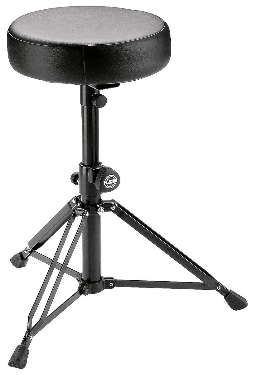 K&M 14015 Drummersitz Schwarz, rund - Stahl, Kunstleder - zusammenlegbarer Hocker für Schlagzeuger, höhenverstellbar