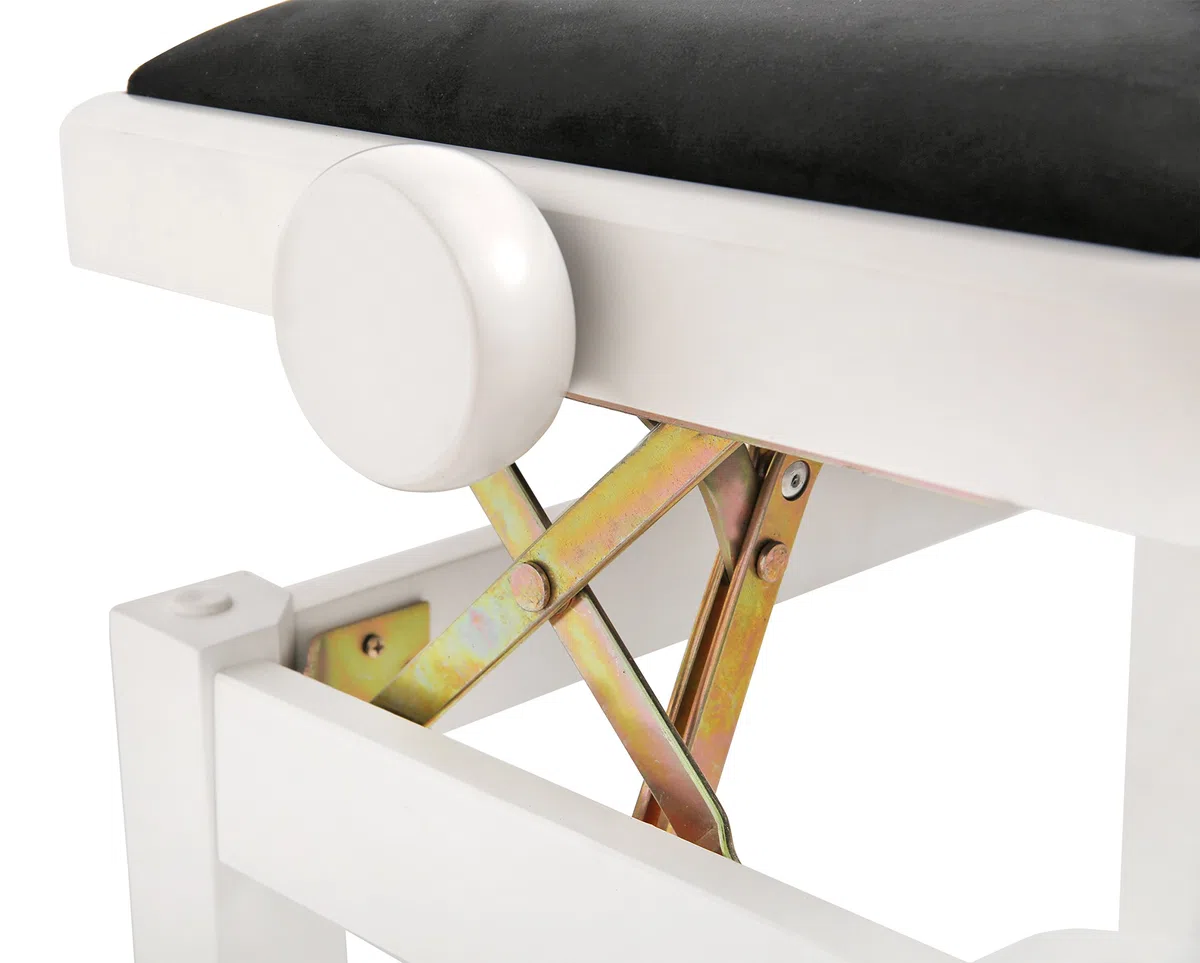 Pianobank/Klavierbank Elegance Weiss matt, höhenverstellbar durch Scherenmechanik