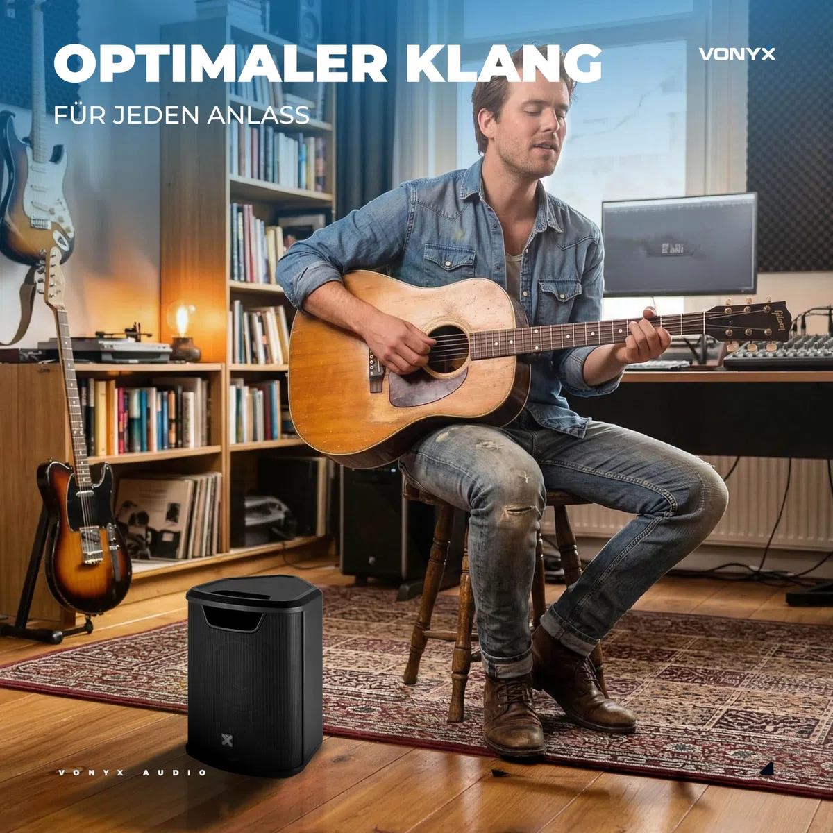 Vonyx PRO X1A - Akku Partybox Bluetooth Lautsprecher Groß, 250 Watt, bis zu 22 Std. Akku, AUX & Line Out, Mobile PA Anlage, 3-Kanal Mixer, Stereo Pairing - Mobile Musikbox Groß, USB & MP3 - Schwarz