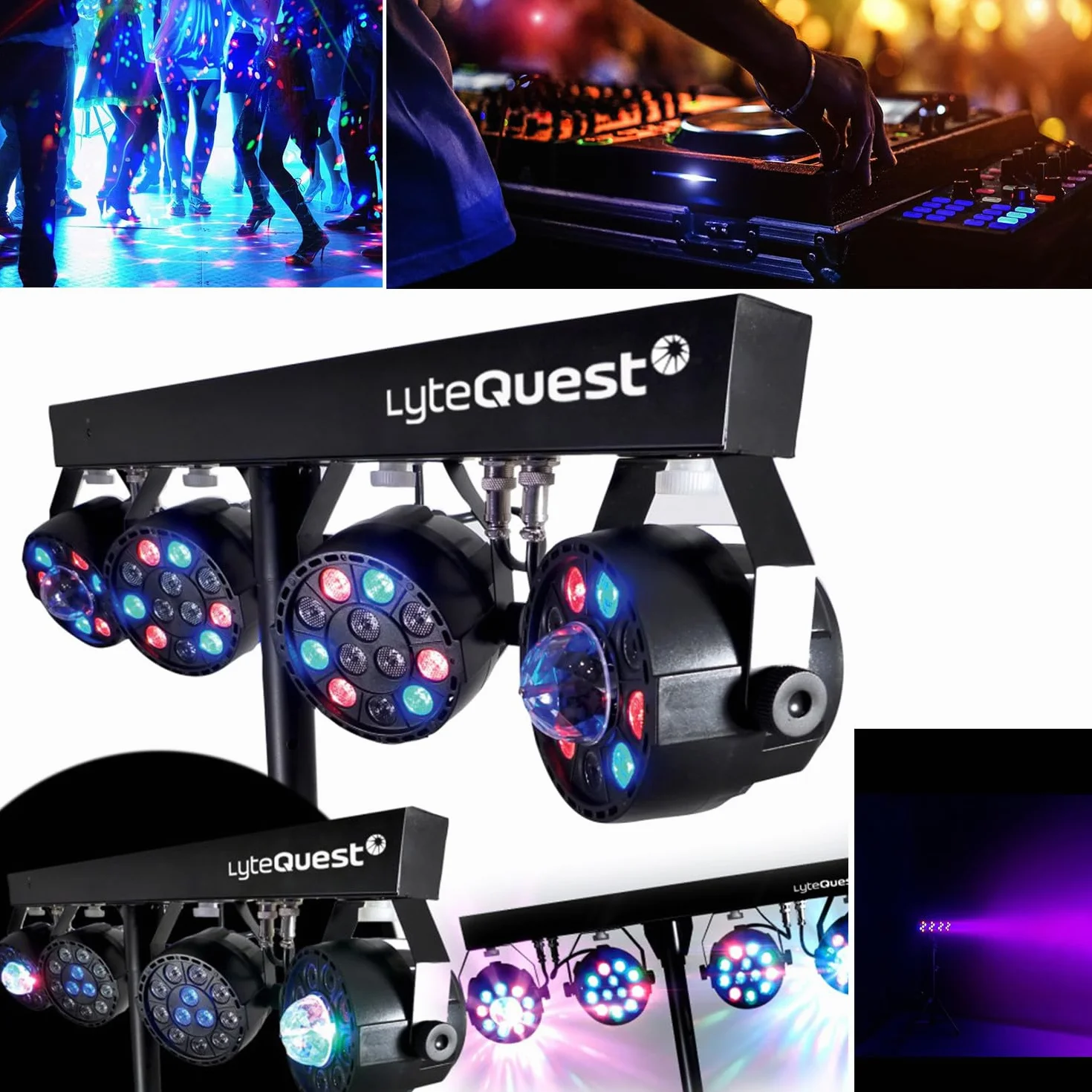 Soundpaket 3200W Passiv Lautsprecher Komplettset, 2x 600W, Mischpult, 4x Xperformer + LED-UFO, Standfüße