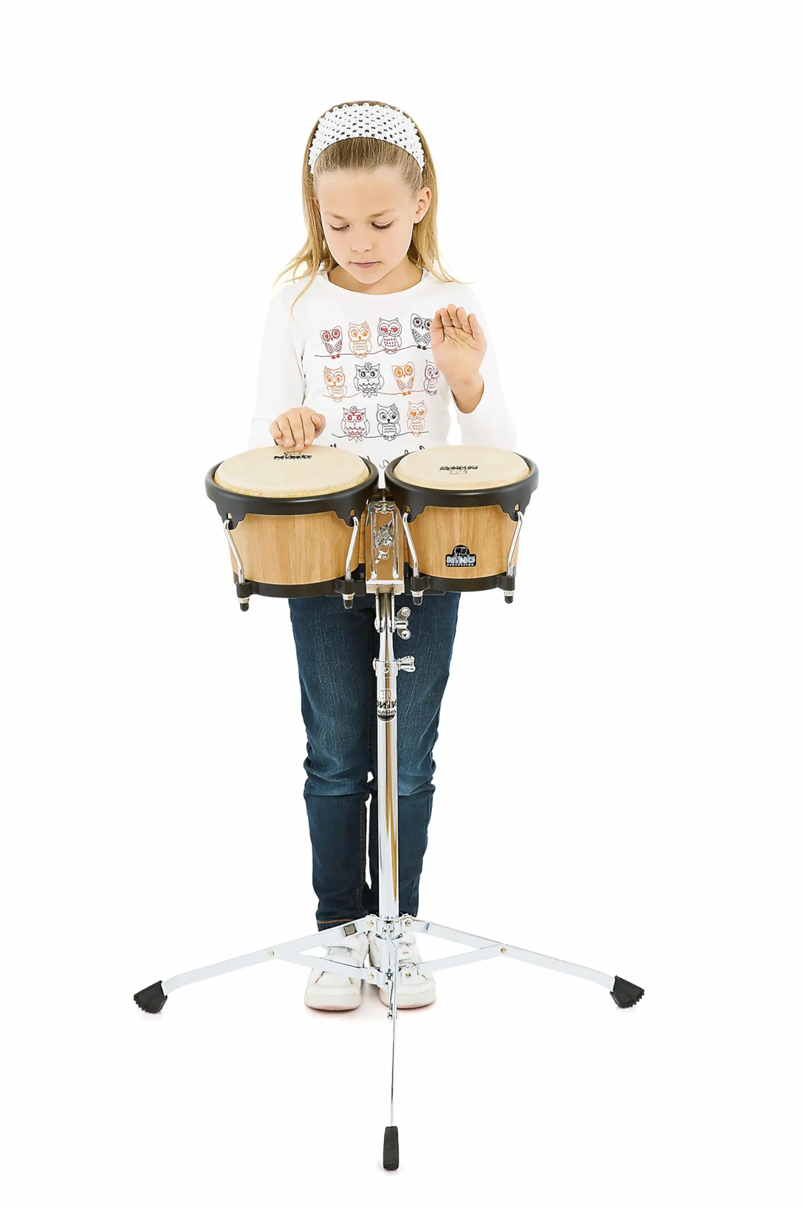 Nino Percussion Bongo Stand Bongoständer - Höhenverstellbarer Ständer für Kinder Bongo Instrumente - Stahl, Verchromt (NINO20)