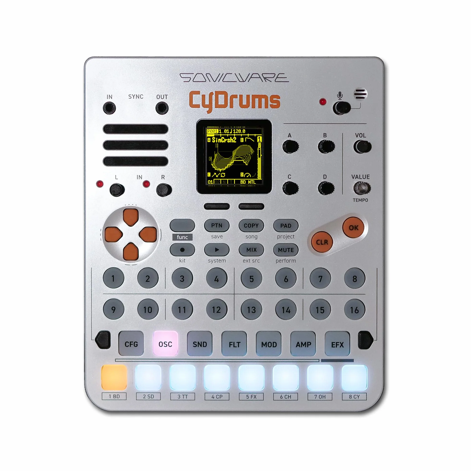 Sonicware CyDrums [Expressive Drum Synthesizer] 8-Track Beatmaking, 4D-Drumsounds, 22 individuell Klangstrukturen, Vielseitige Effekte und flexibles Routing