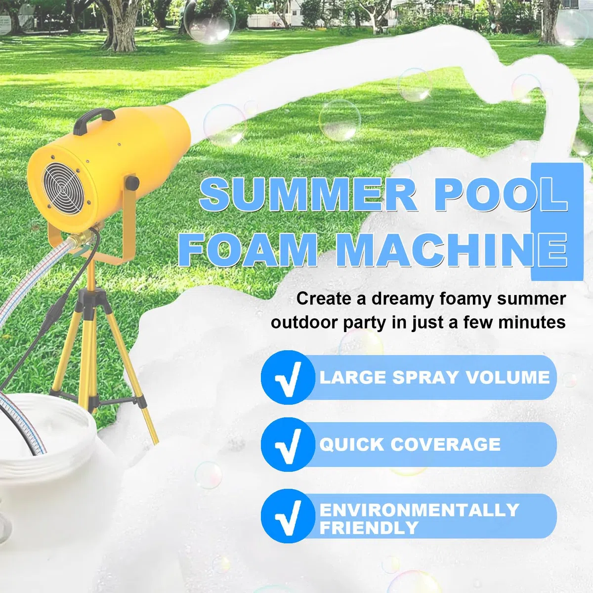 Große Bühnenschaummaschine | Party-Schaummaschine, Kinder-Schaummaschine, Sprühdistanz Kann 6–10 M Erreichen, Geeignet Für Garten, Pool, Innenbereich, Feier Und Hinterhofaktivitäten,Yellow