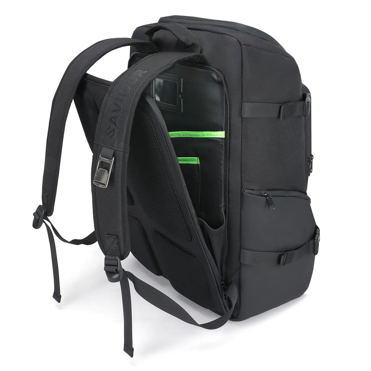 SAVIOUR DJ-Zubehör-Transportpaket, große Ausrüstungstasche für Solo-Musiker, DJ-Ausrüstung, Mikrofonständer und Kabel, robuster Gig-Rucksack