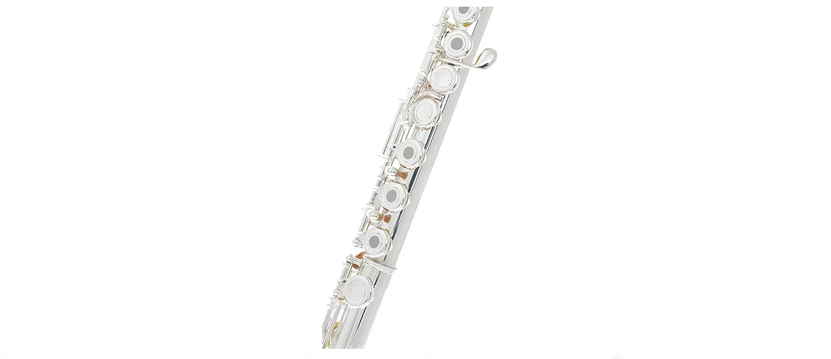 Querflöte Flöte offene Klappen (Ringklappen), echt versilbert VOLLSILBERKOPF (925 sterling silver), Tragetasche, Querflötenständer, Wartungsservice
