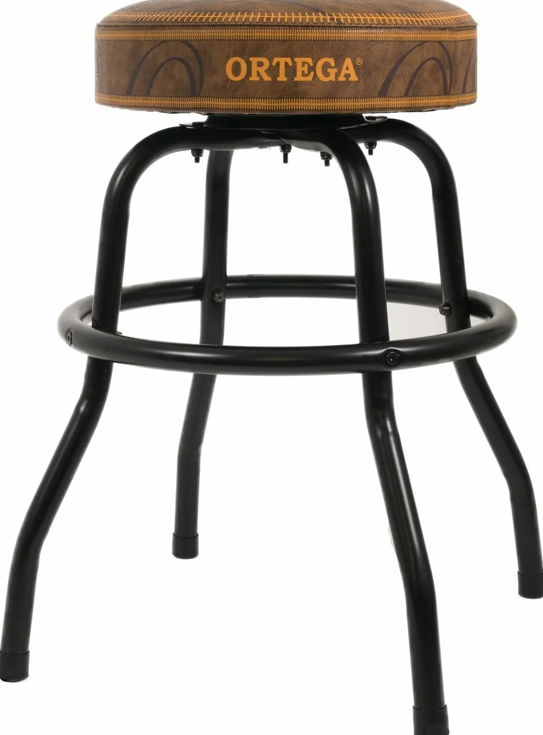Ortega Guitars gepolsterter Stage Hocker – für Bühne, Bar, Studio, Showroom – 61cm Höhe – Vintage Brown (OBS24V2)