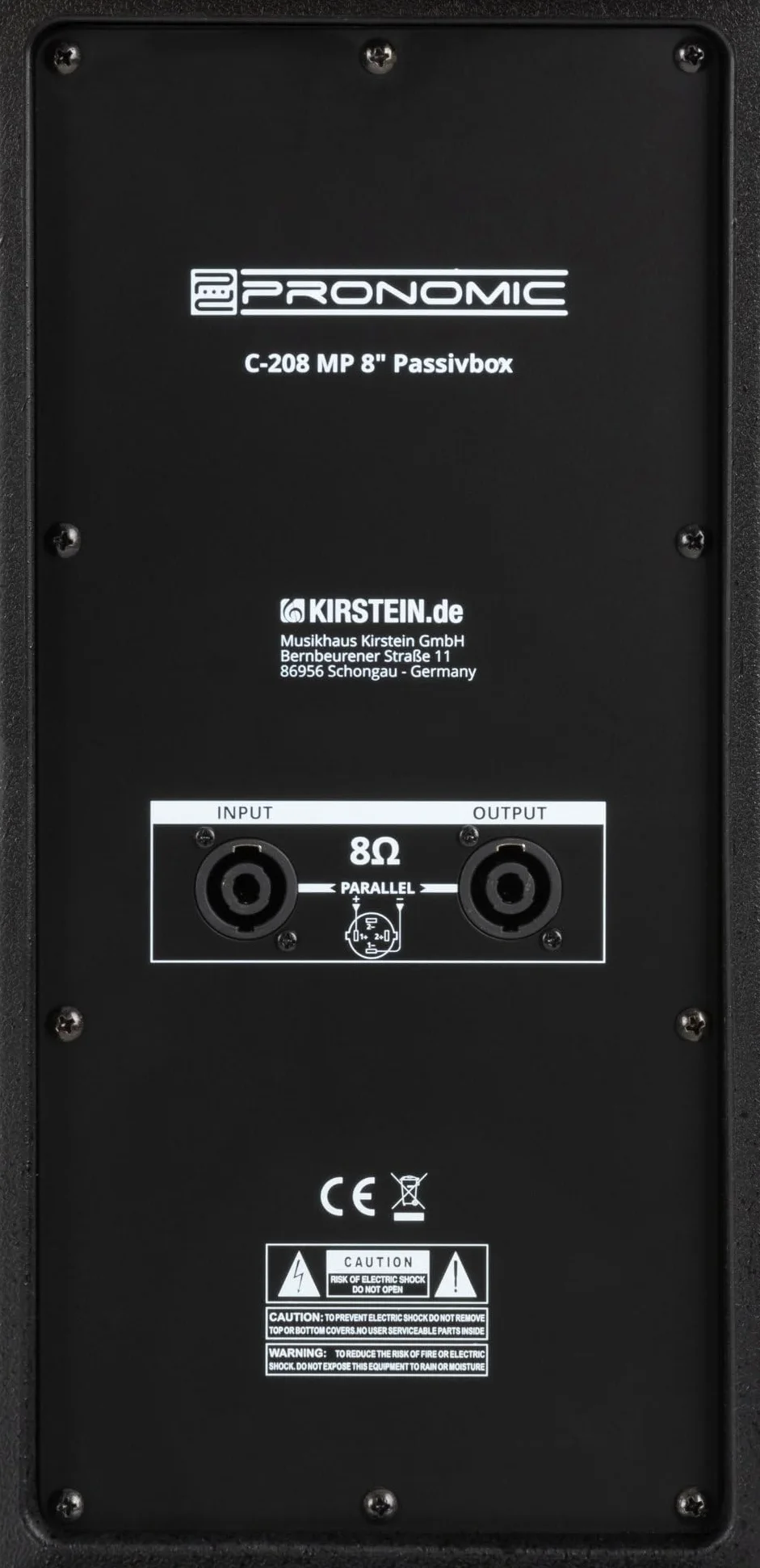 Pronomic C-208 MP 8 Zoll Passivbox - Passive 2-Wege PA Box mit 150 W RMS und 600 W Peak - 8 Ohm - 120 dB - SPK Eingang und Ausgang - Monitorgehäuse mit 35 mm Flansch - Schwarz