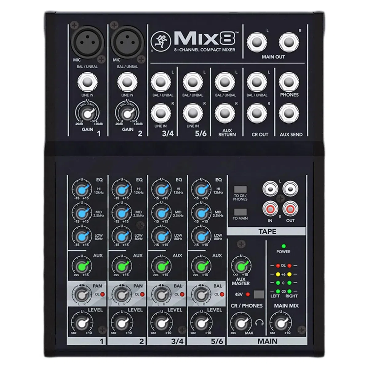 Mackie Mix8 8-Kanal Analog-Mixer Mischpult mit Kopfhörer
