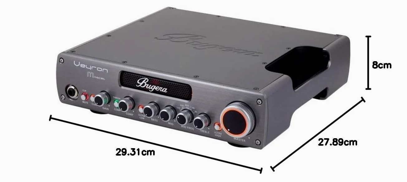 Bugera VEYRON MOSFET BV1001M Ultrakompakter 2.000-Watt-Class-D-Bassverstärker mit MOSFET-Vorverstärker, Kompressor und DYNAMIZER-Technologie