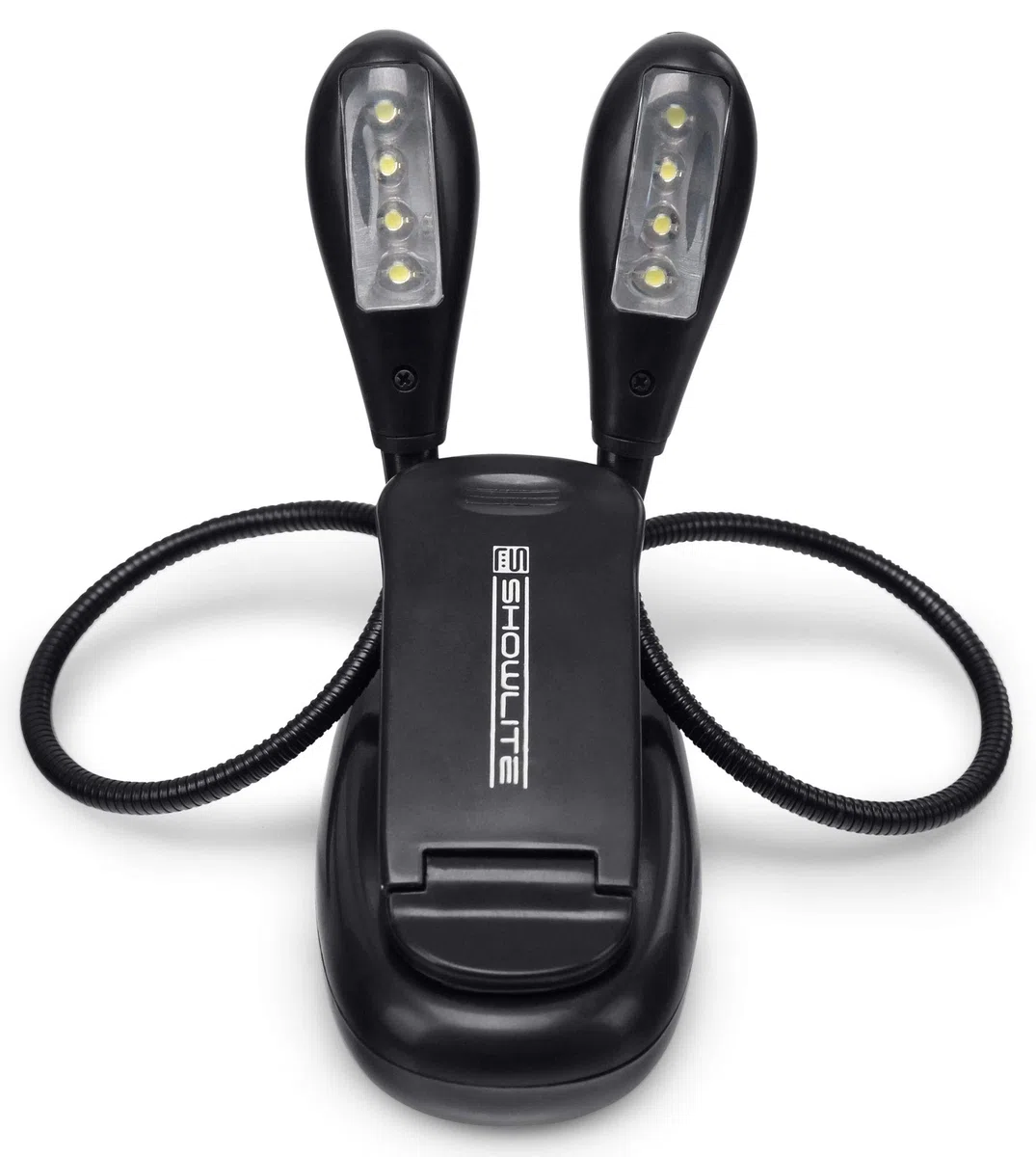 Showlite 10er Set Bright Light 8 LED Notenpultleuchte (8 lichtstarke LEDs, 2 Helligkeitsstufen, universell einsetzbar, lange Lebensdauer, inkl. Batterien) Schwarz
