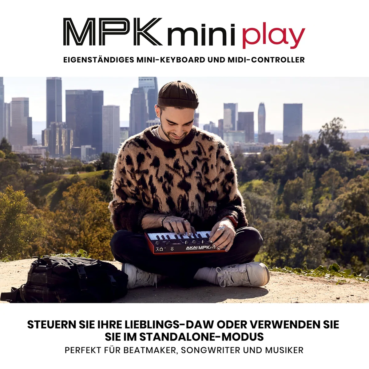 Akai Professional MPK Mini Play MK3 - MIDI Keyboard Controller mit Eingebautem Lautsprecher und Sounds, Dynamische Klaviatur, MPC Pads, Software und Native Instruments Sound Package