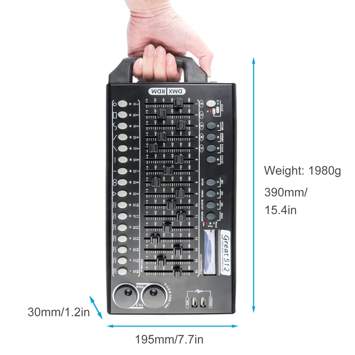 Dmx Controll Lichtmischpult Dmx Controller 512 Kanäle Dmx Konsole, Lichtmixer Dmx 512 Controller Musikgesteuert Lichtpult Eingebaut Programm und RDM Dip Funktion, Dmx Pult Partylicht Dmx Controler