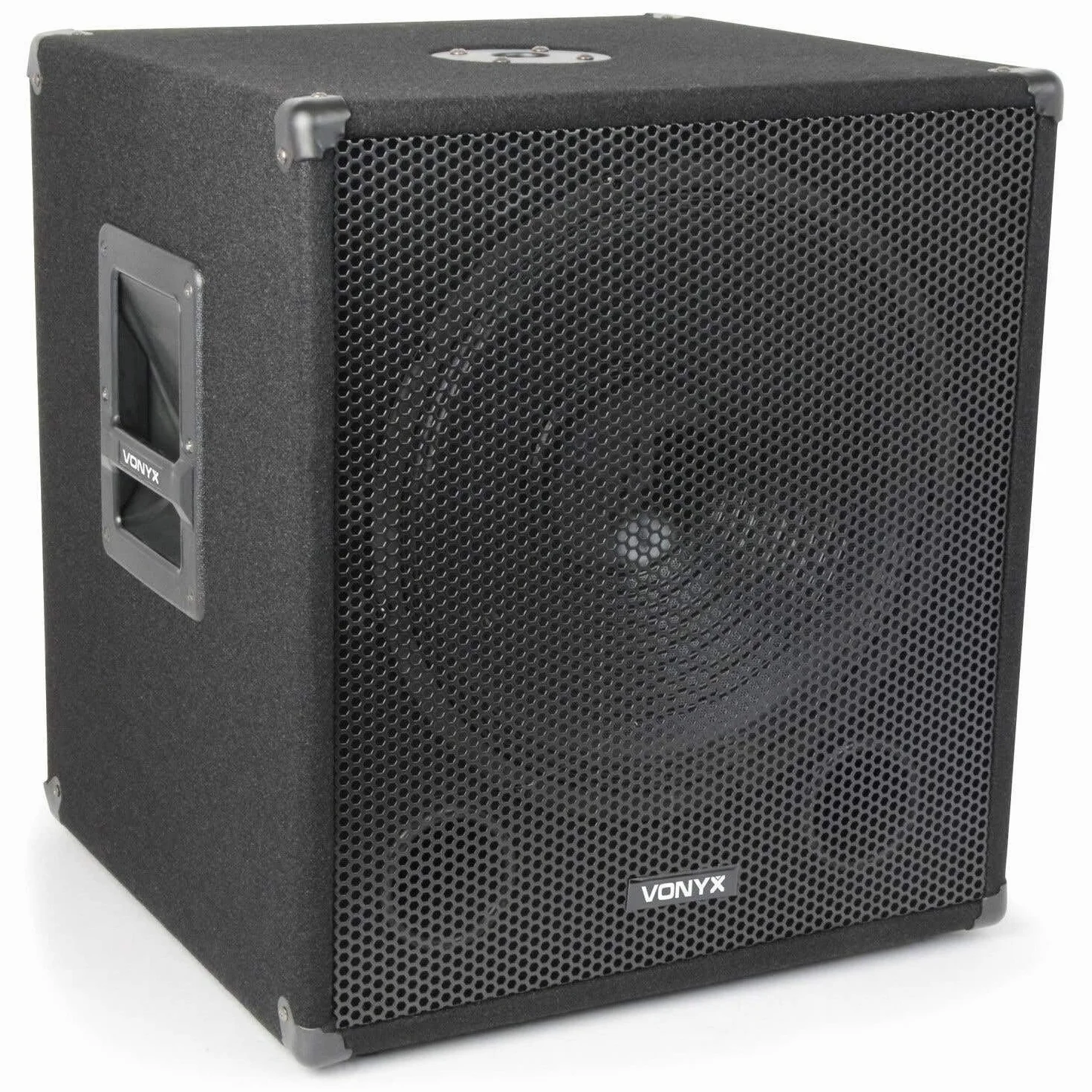 Vonyx SWA15 PA Subwoofer Aktiv, Bass Box, 15 Zoll Sub 600 Watt, XLR, RCA Line, Phase, Tiefpassfilter, Bassbox Tieftöner mit integriertem Verstärker, Basslautsprecher mit Filzbeschichtung - Schwarz