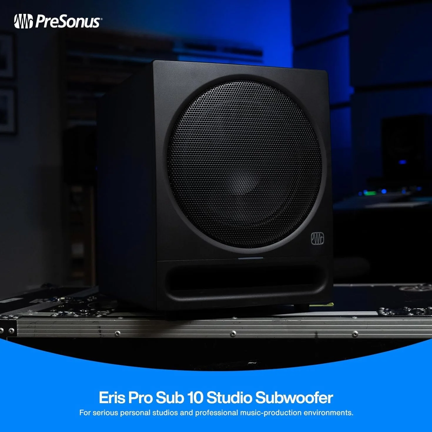 PreSonus Eris Pro Sub 10 – 10-Zoll-Aktiv-Studio-Subwoofer mit Frontabstrahlung, inklusive Fußschalter