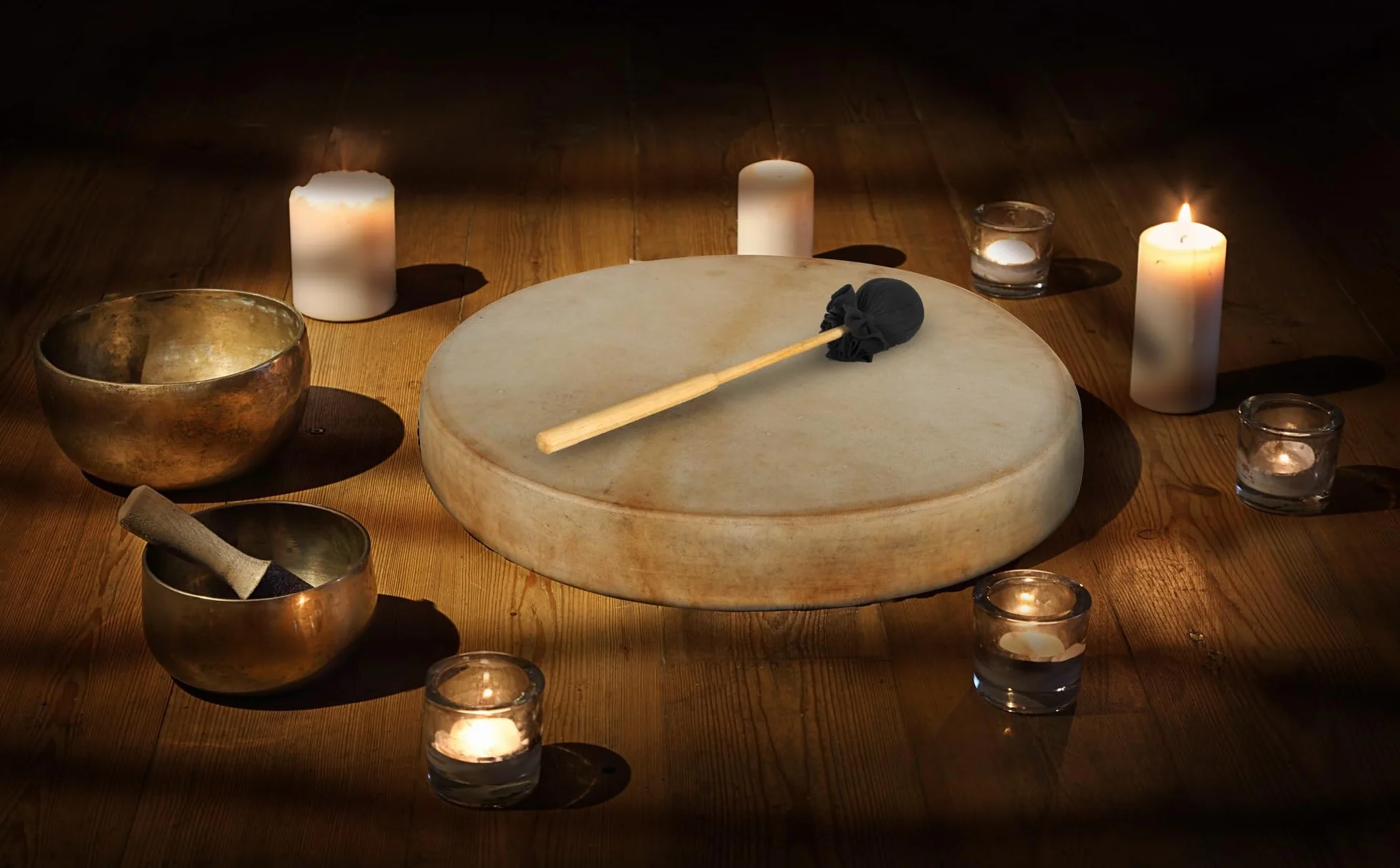 Classic Cantabile SD-16 Schamanentrommel - Handgefertigte Rahmentrommel aus Esche mit echter Ziegenfell, tiefer Klang für Meditation, Ritual & Klangtherapie (18" Ziegenfell, Trommel einzeln)