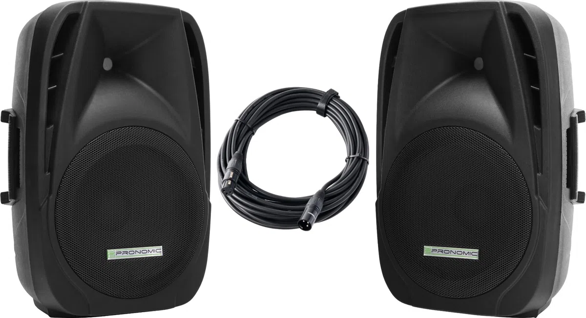 Pronomic PH12A Bühnen- und Konzertlautsprecher Paar, Aktiv PA-Lautsprecher, Mobile PA-Box inkl. XLR-Kabel, (USB/SD/Bluetooth MP3-Player, 150 W RMS / 300 W Peak, 12" Woofer, 34mm Hochtontreiber) Set
