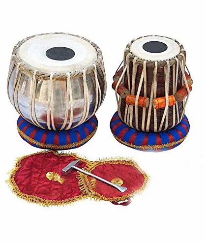 INDIAN MAHARAJA Student Tabla Drum Set, Steel Bayan, Finest Dayan with Book, Hammer, Cushions & Cover