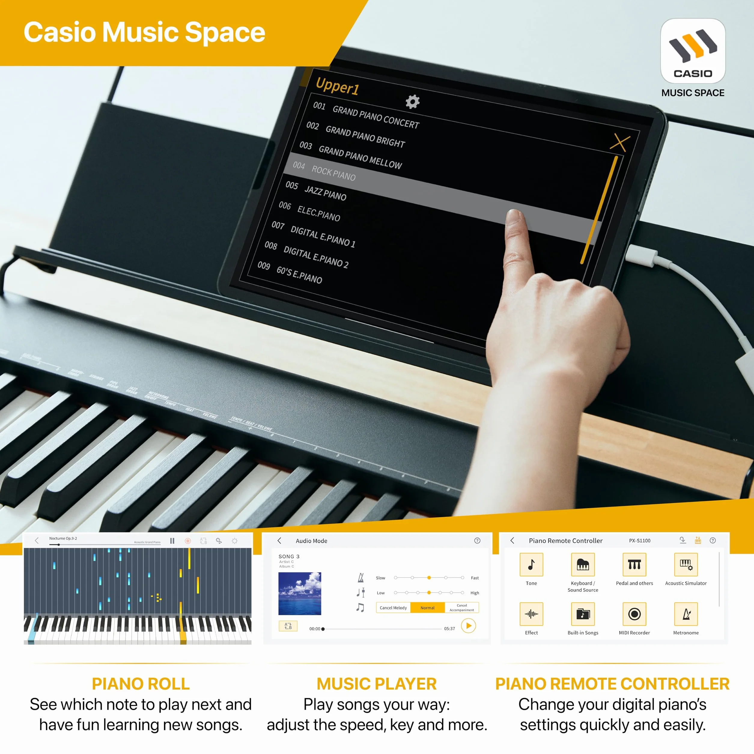 Casio CDP-S110BK Digitalpiano mit 88 gewichteten Tasten, 10 Sounds, schwarz