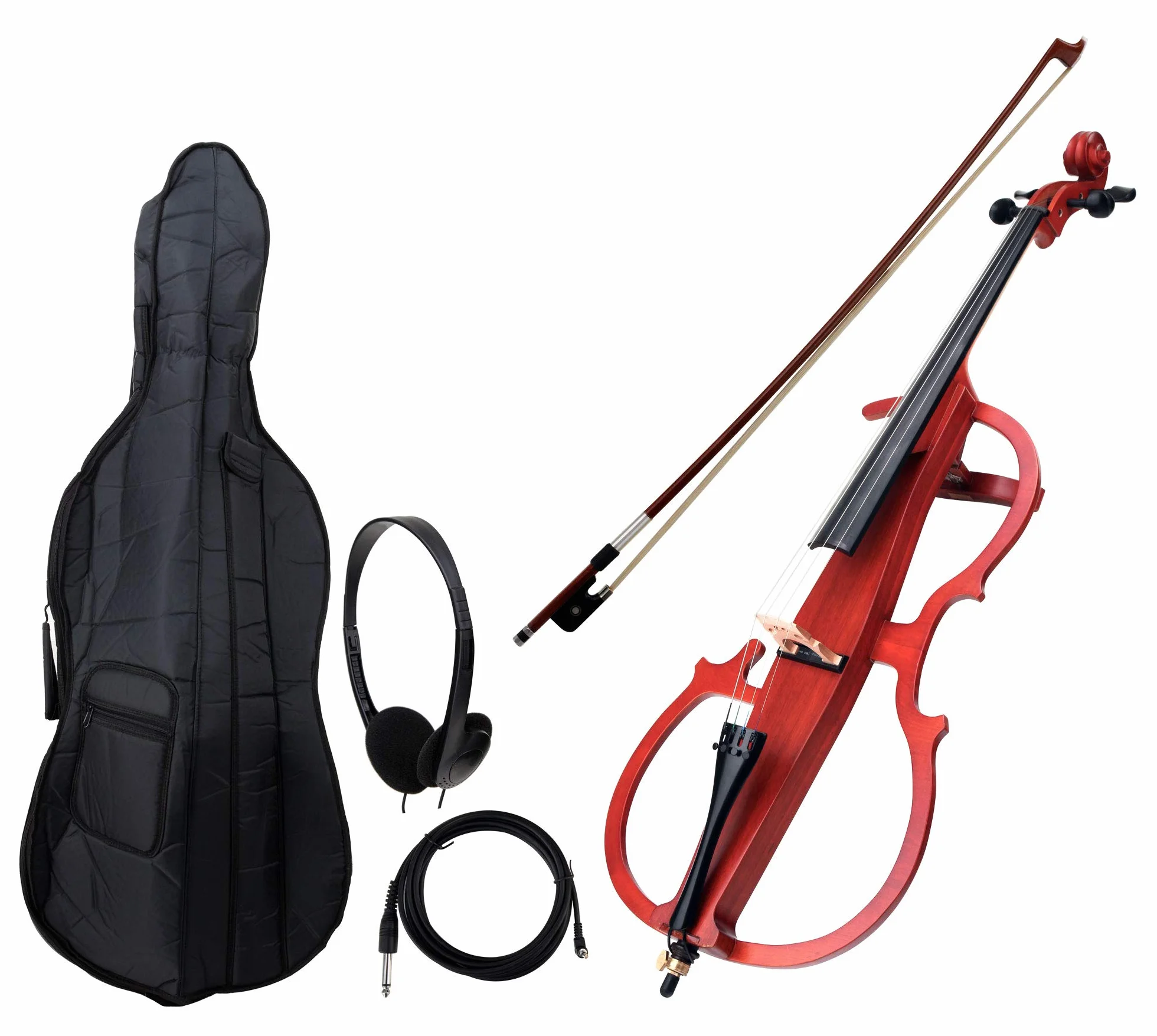 Classic Cantabile CE-200 E-Cello (elektrisches Cello/Violoncello mit Tonabnehmer, Tasche, Größe 4/4) natur matt