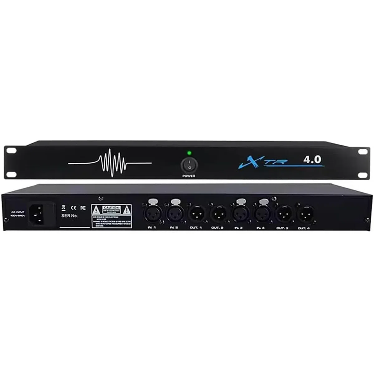 Professioneller Feedback-Unterdrücker, Audioprozessor, Mikrofon-Rückkopplungs-Frequenzwandler, digitale Rückkopplungsunterdrückung Stufe 5, for Bühne, KTV, Bar und Party(4 in 4 out)