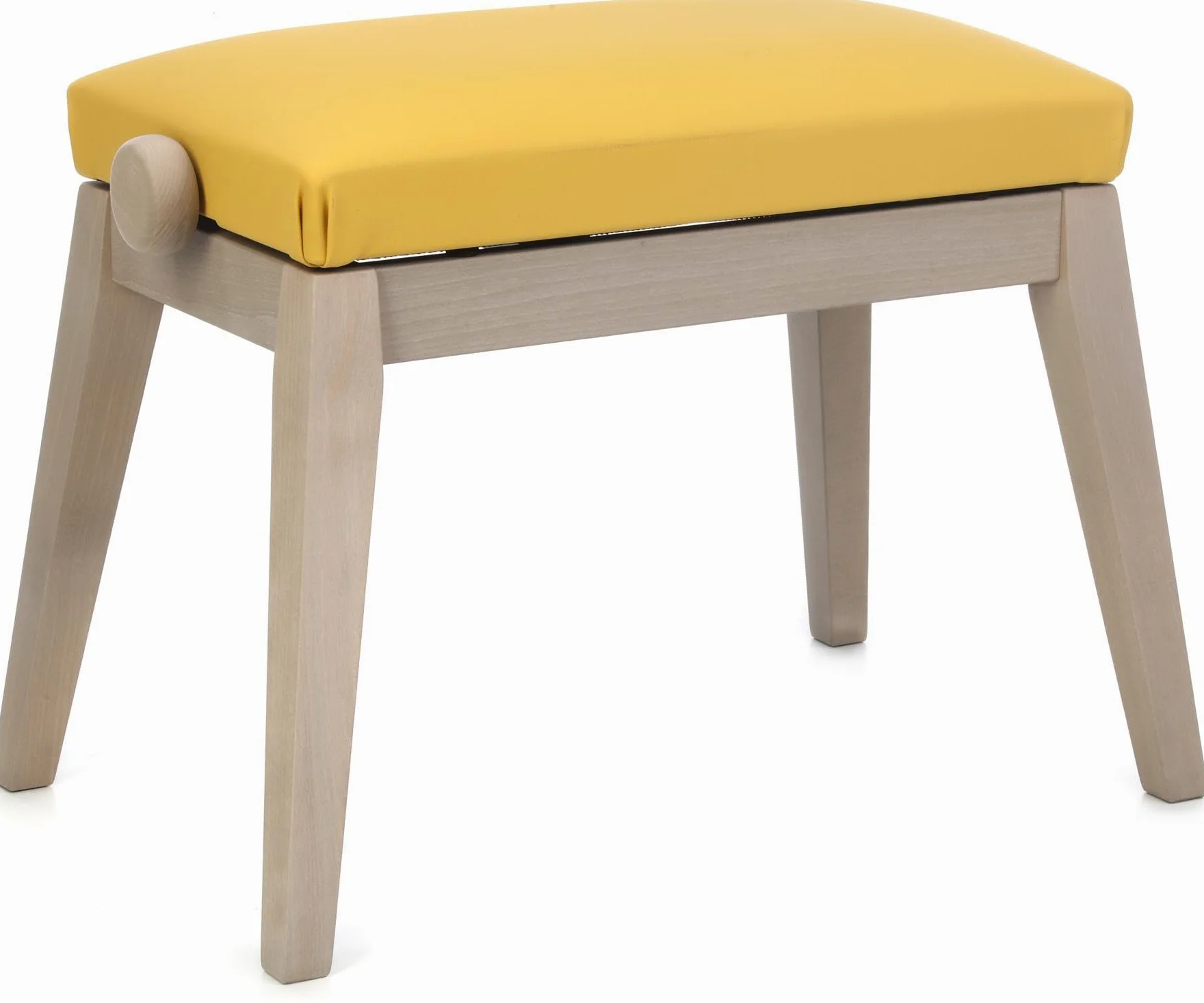 K&M - Hocker, grau-beige, Sitzfläche aus gelbem Kunstleder