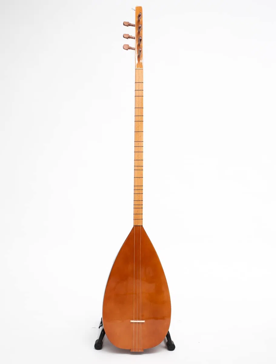 Türkischer Saz mit langem Hals aus Kirsche mit integriertem Tonabnehmer, handgefertigtes Instrument