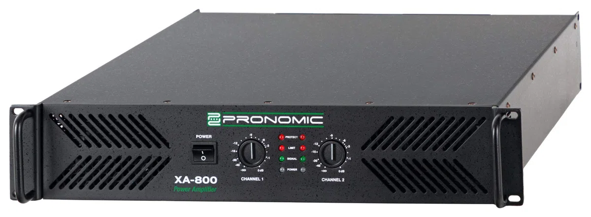 Pronomic XA-800 Endstufe - Stereo-Leistungsverstärker mit 2x 1900 Watt an 2 Ohm - Lüfter automatisch gesteuert - 2 x XLR Eingang 2 x XLR parallel Ausgang und Schutzschaltungen - Schaltungstype H