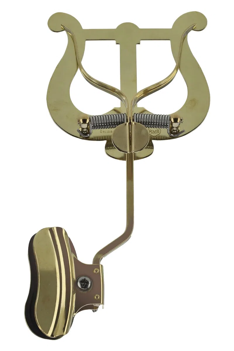 GEWA Marschnotenhalter Posaune - Messing - Große Lyra - 2 Drücker - Mit Klemme zur Becherbefestigung