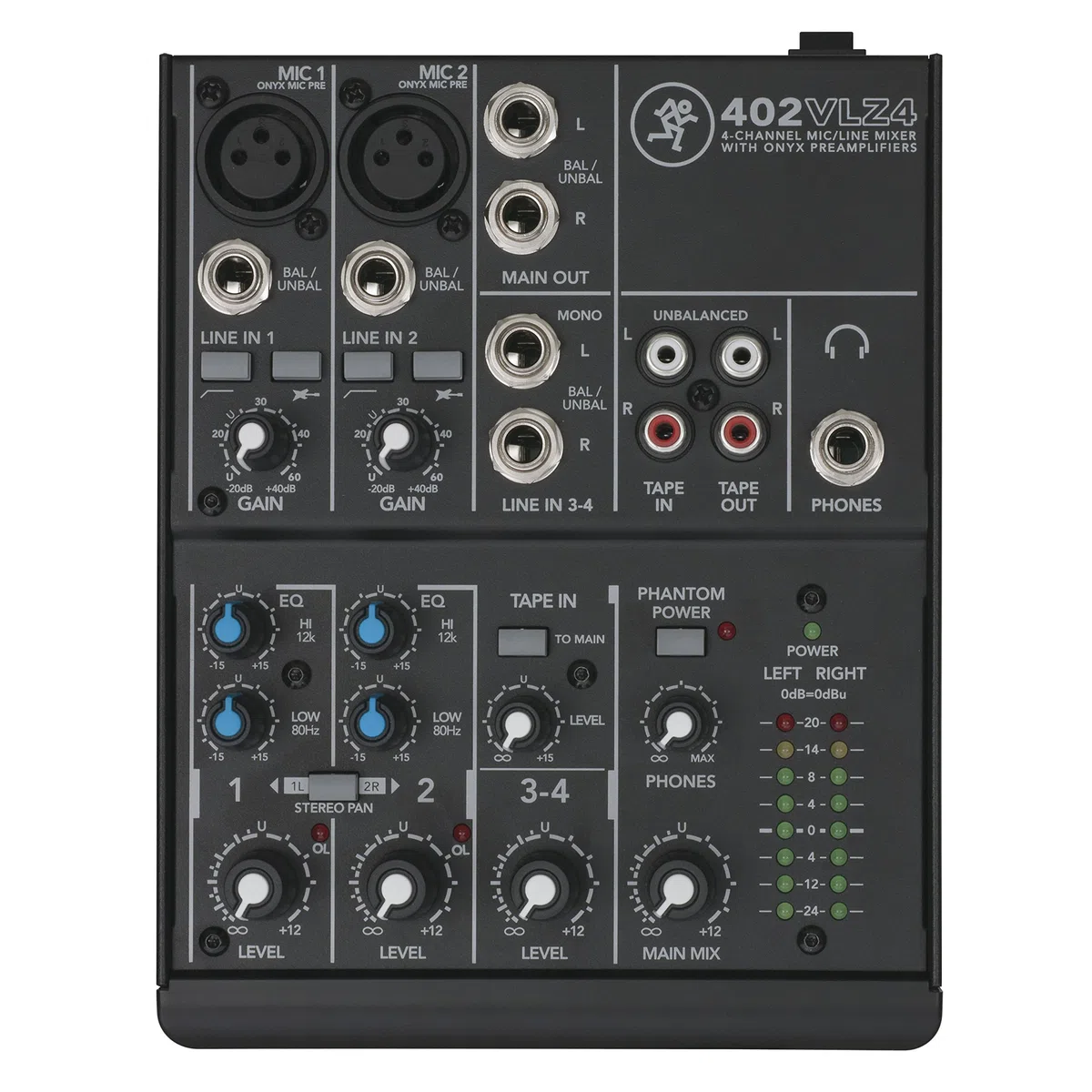 Mackie 402VLZ4 analoges 4-Kanal-Kompaktmischpult mit legendären Onyx Mikrofonvorverstärkern