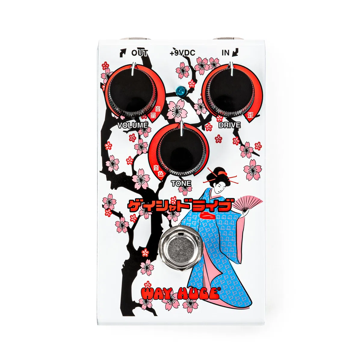 WAY HUGE WM32 SMALLS GEISHA DRIVE Overdrive-Pedal, Layout mit drei Steuerelementen: Laufwerk, Ton, Lautstärke