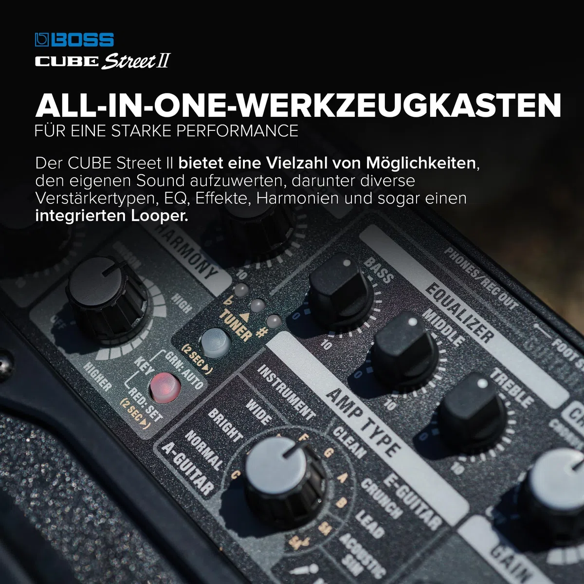 BOSS Cube Street II | Tragbarer batteriebetriebener Stereoverstärker | Hochwertiger Sound | Perfekt für Straßenmusik | Anschluss von Mikrofonen, Instrumenten & Audiogeräten | Rot