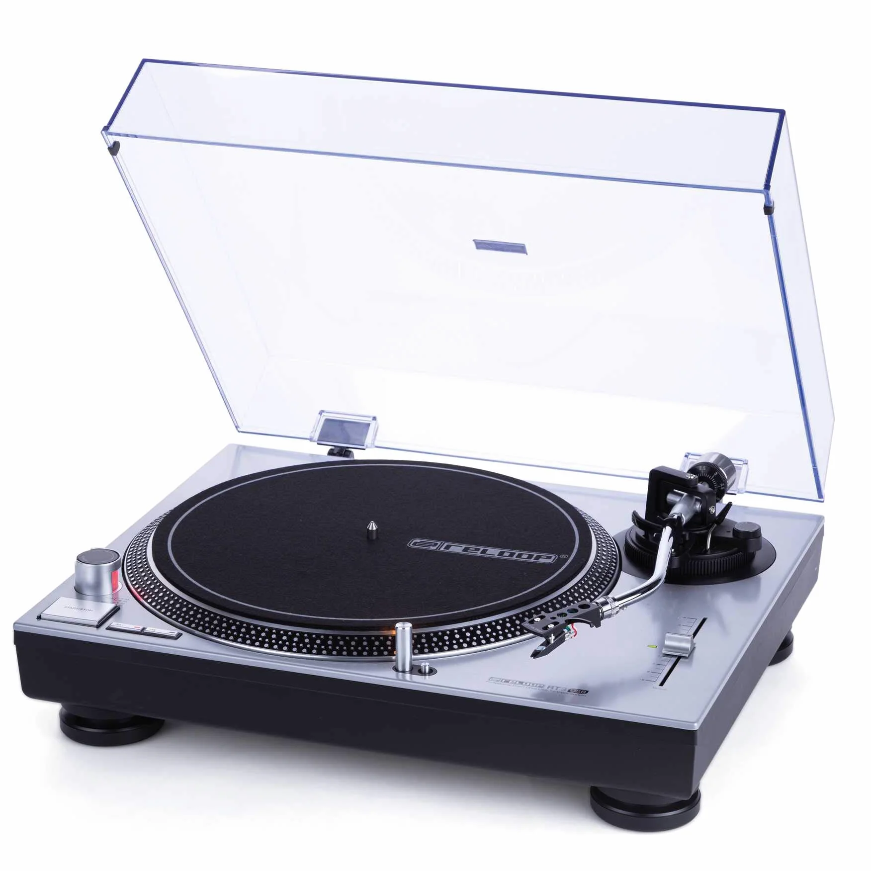 Reloop RT-3 USB Professioneller, quarzgesteuerter Plattenspieler mit Direktantrieb und USB-Audio-Ausgang zur einfachen Digitalisierung von Schallplatten, Silber