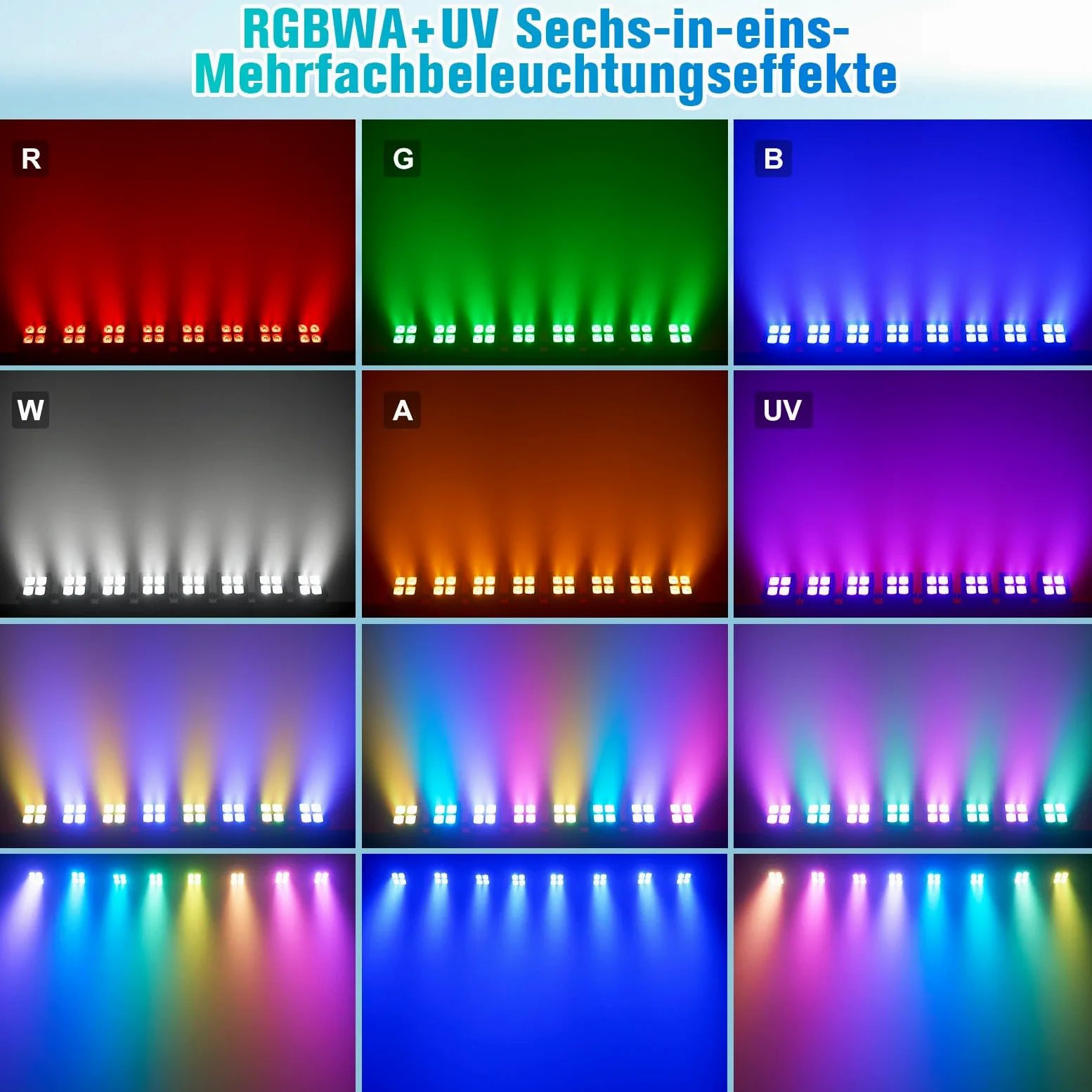 40W IP65 LED Par Strahler Akku, RGBWA UV Wasserdicht Bühnenlicht Outdoor Partylicht Wiederaufladbare mit Fernbedienung und APP Kontrolle für Regentage Hochzeit Bar Show Disco