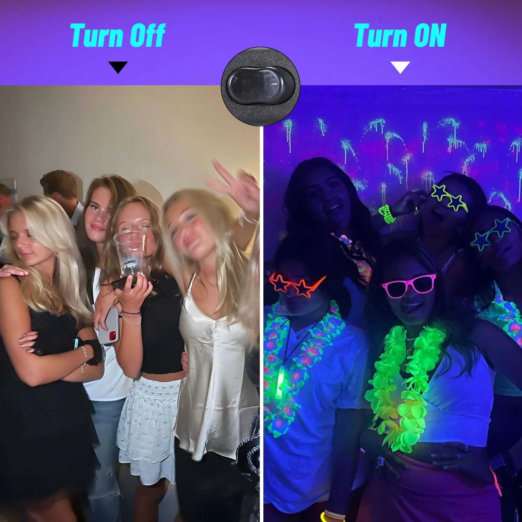 4 Stück 150W UV Schwarzlicht LED Strahler IP66 Wasserdichte Blacklight für Party Halloween Deko