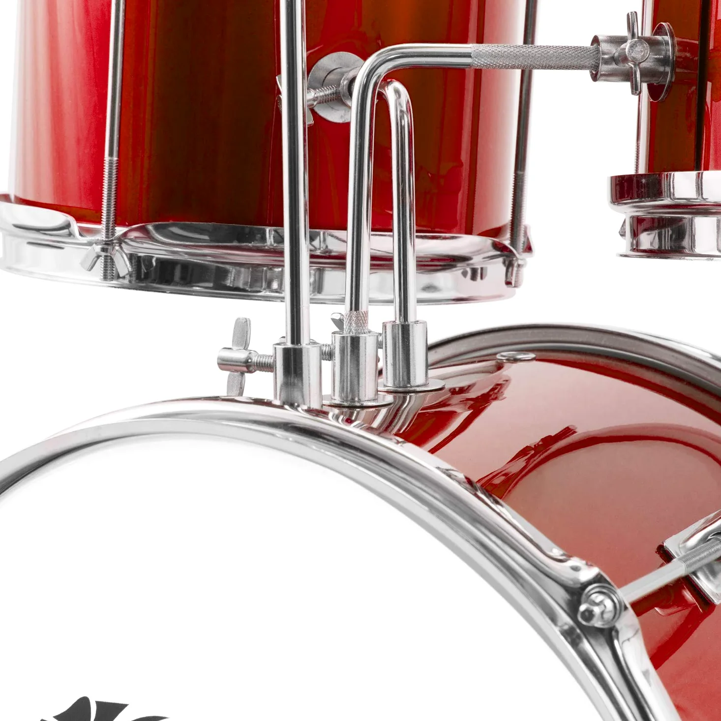 TIGER Junior Kinder-Drumkit, 3 Teile, Anfänger, Kinder-Drumset mit Snare, Tomtom, Bassdrum, Bassdrum-Pedal, Cymbal, Sitz und Sticks, - Red -