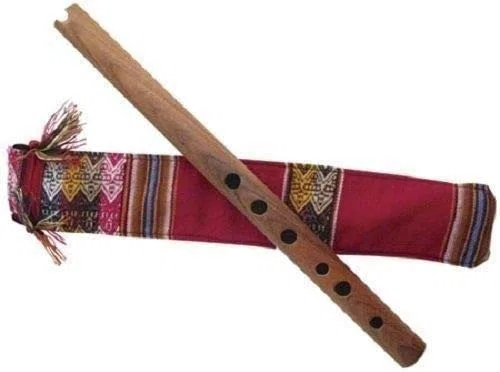Quena Handgemachte Anden-Flöte Jacaranda, ca. 38 cm, mit handgefertigter Schutztasche