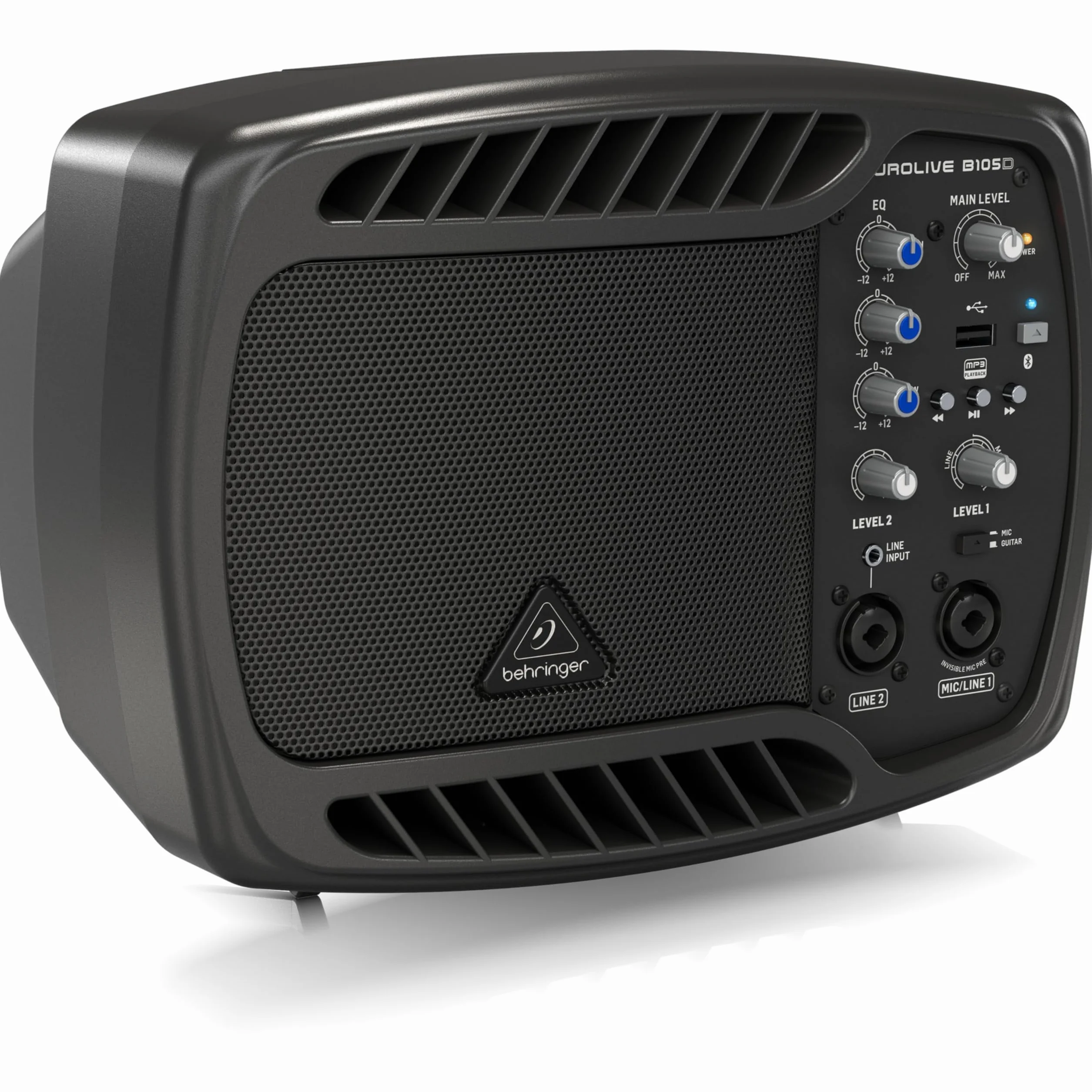 Behringer B105D Ultrakompakter 50-Watt-PA/Monitor-Lautsprecher mit MP3-Player und Bluetooth-Audio-Streaming