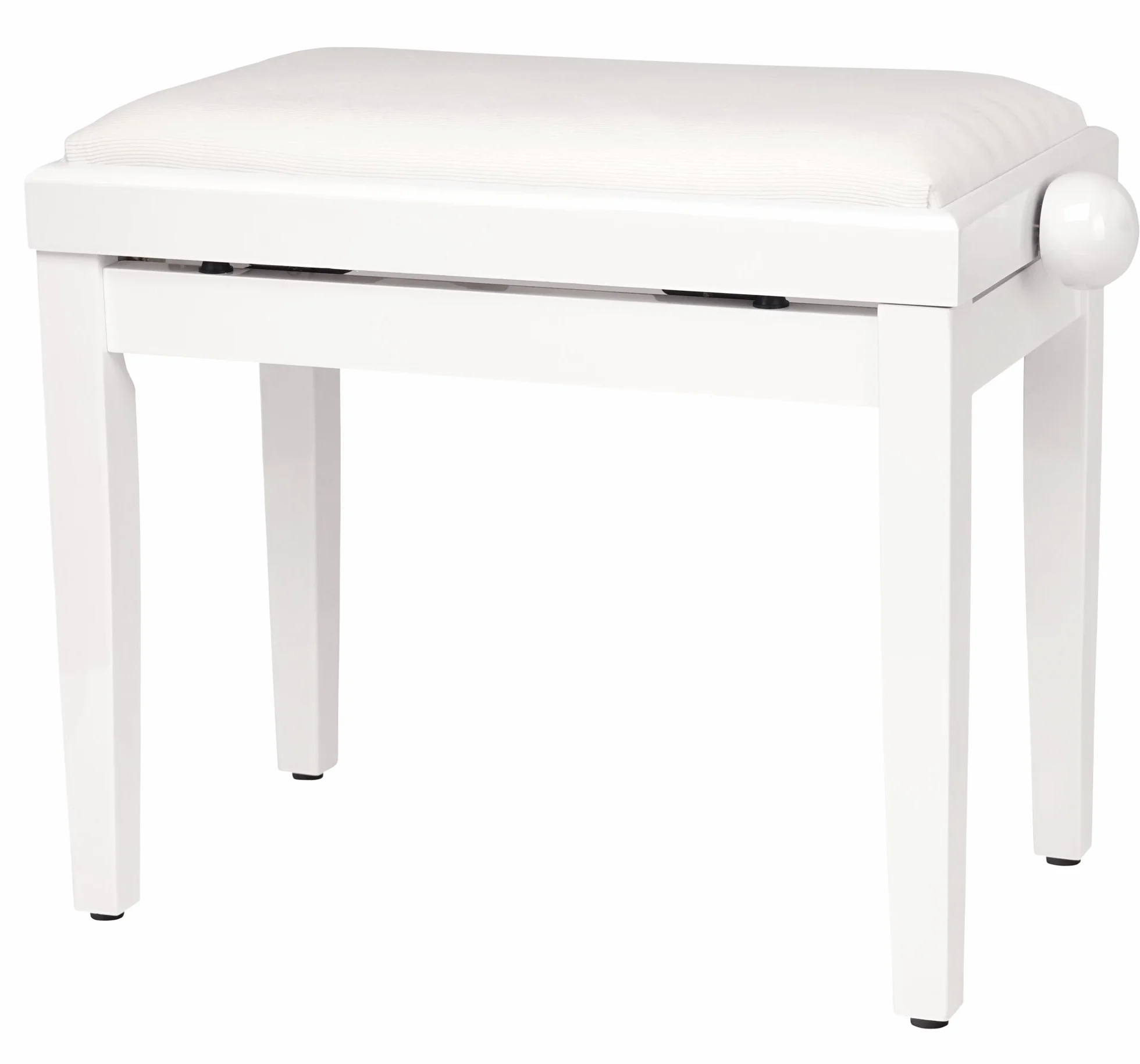 Classic Cantabile Pianobank Weiß-Hochglanz Höhenverstellbar 47-56cm Klavierhocker Spindelmechanik Sitzfläche 55x32cm Velourbezug