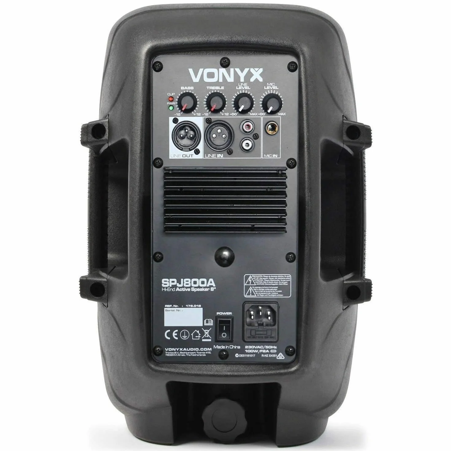 Vonyx SPJ-800A - PA Aktiv Lautsprecher, 200 Watt, 8 Zoll High End Aktiv Speaker, DMX, Cinch, mit Tophat & Transport-Rollen, Fernbedienung, Monitor Boxen, Karaoke - Schwarz