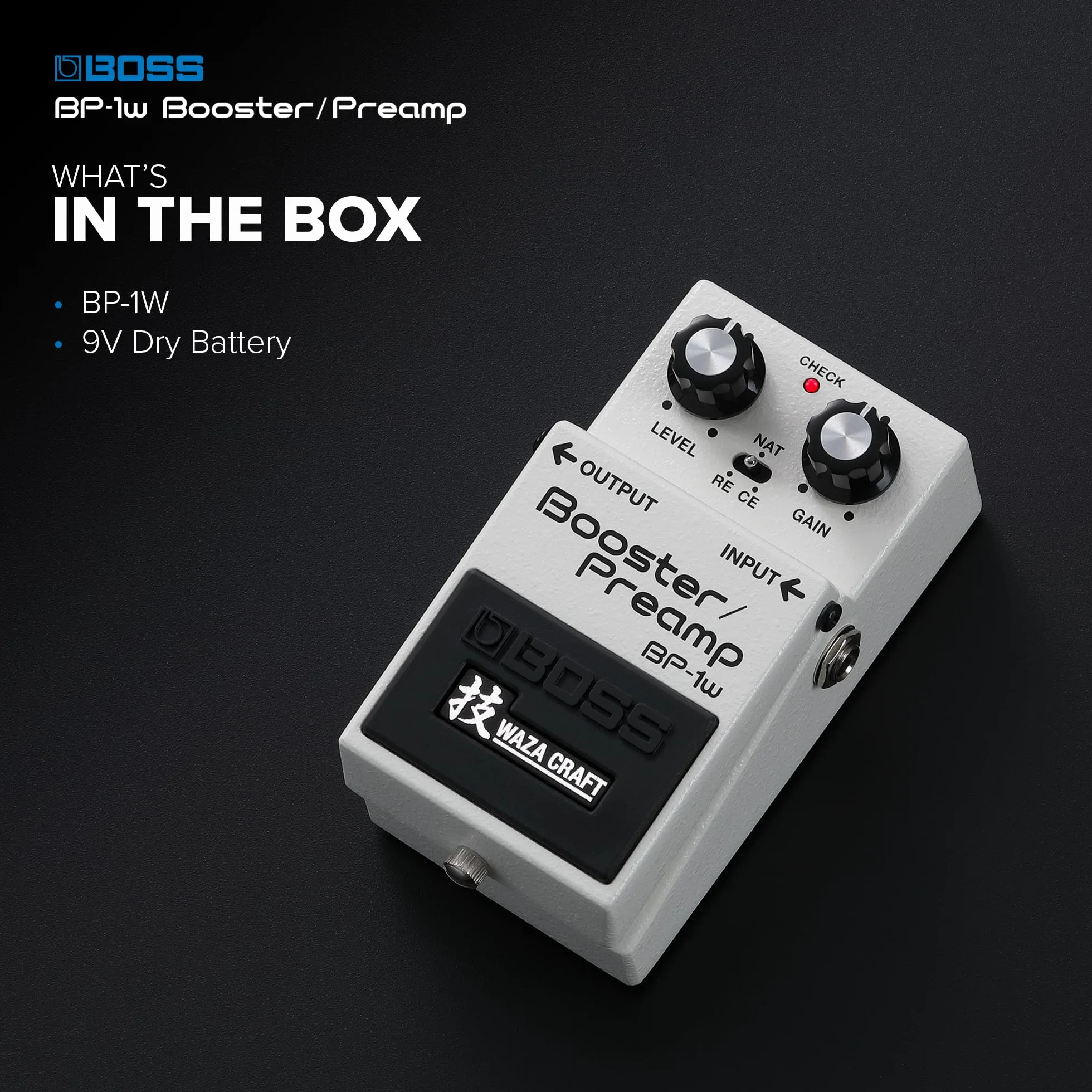 BOSS BP-1W Booster/Preamp, Premium Waza Craft Gitarren-Effektpedal mit analoger Schaltung, Vintage-Sounds CE-1 Chorus Ensemble & Roland RE-201 Space Echo, Standard- & Vintage-Buffer