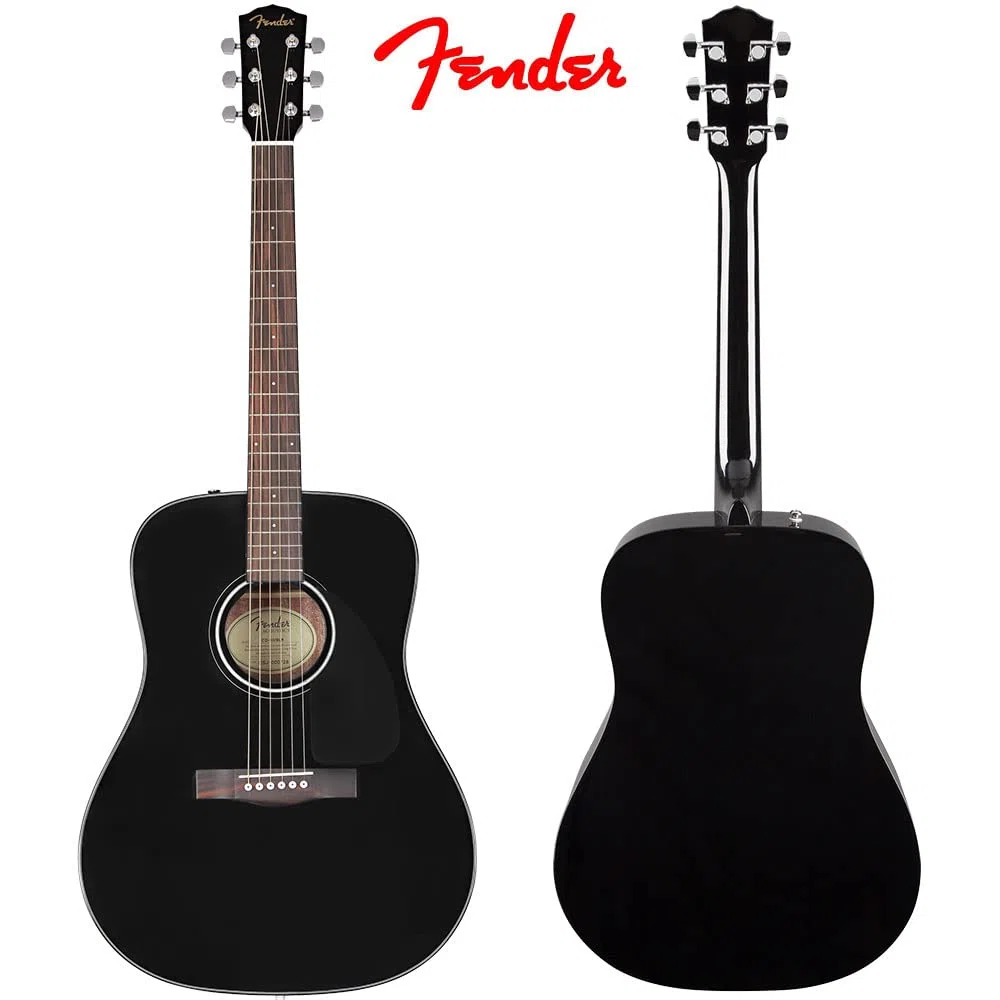 Fender CD-60 Dreadnaught Akustikgitarre (V3) – mit Koffer – schwarz & CAHAYA Gitarrentasche Akustikgitarre Gig Bag Guitar Case wasserdicht gepolsterte Gitarre Rucksack Verdickte Gitarrentasche