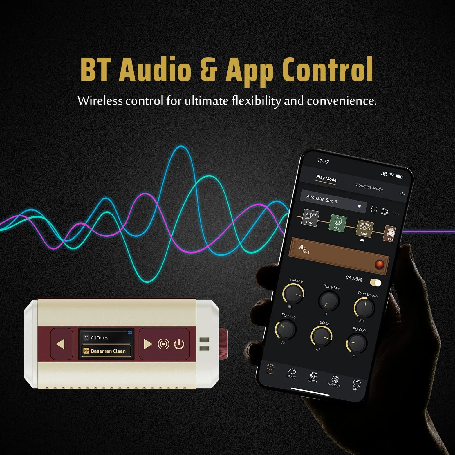 HOTONE Mini Verstärker mit Modeling-Funktion, multifunktionaler BT Gitarren Bass IR Lautsprecher mit Multi FX Mobile App Pulze Mini AP-5